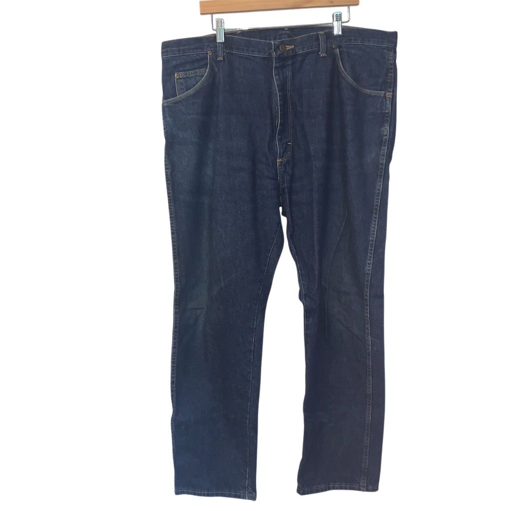 Wrangler Vintage Heavy Blue Denim Straight Jeans Size 42x30 Dark Wash
